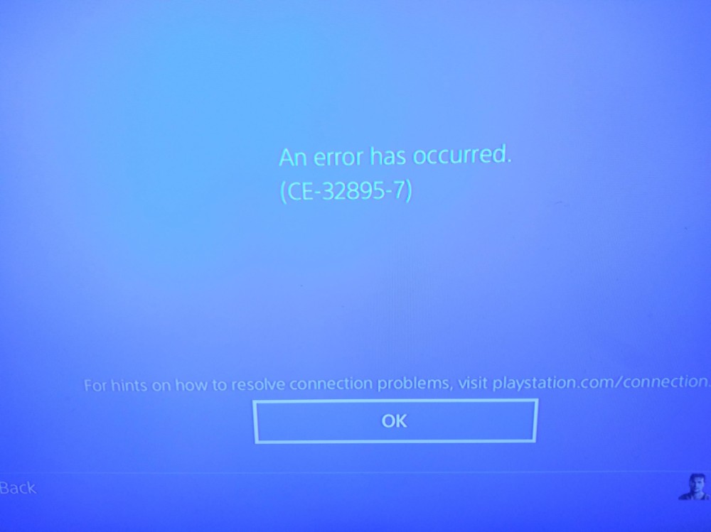 Example of PS4 Error CE-32895-7