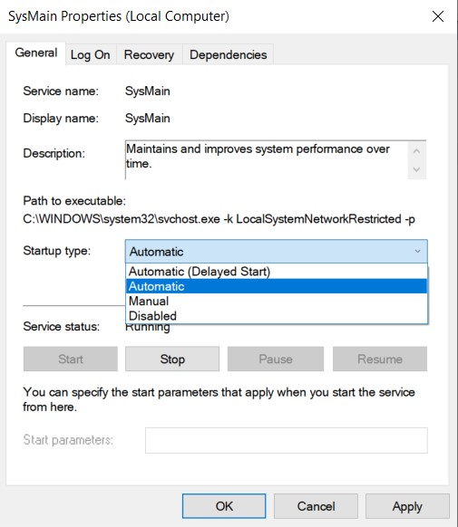 Enabling SysMain - Fix Session Circular Kernel Context Logger Stopped Due To The Following Error 0xc0000188