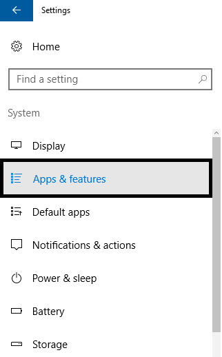 windows 10 Apps & Features