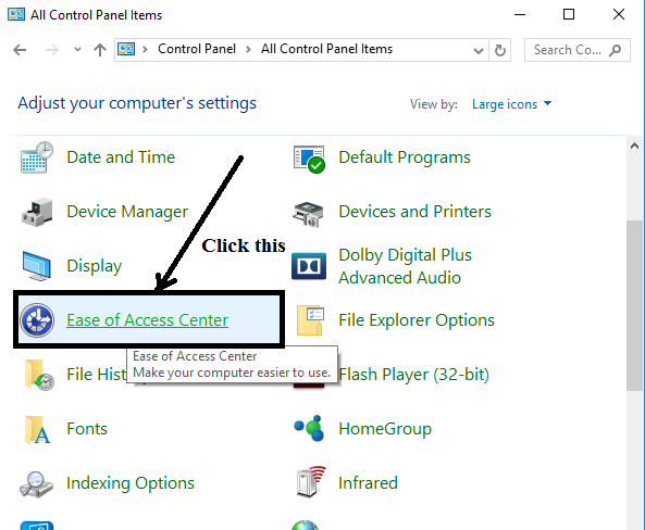 Ease of access center