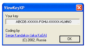 Serial number for Windows XP