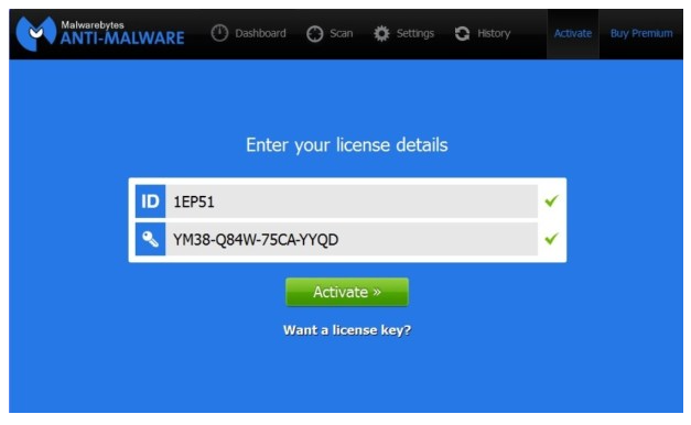 Malwarebytes premium lecense key