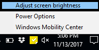 Adjust Screen brightness from tool bar