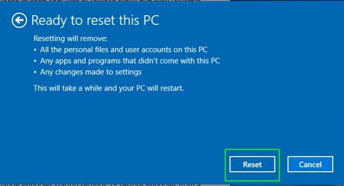 Reset this PC