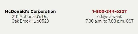 McDonald Contact details