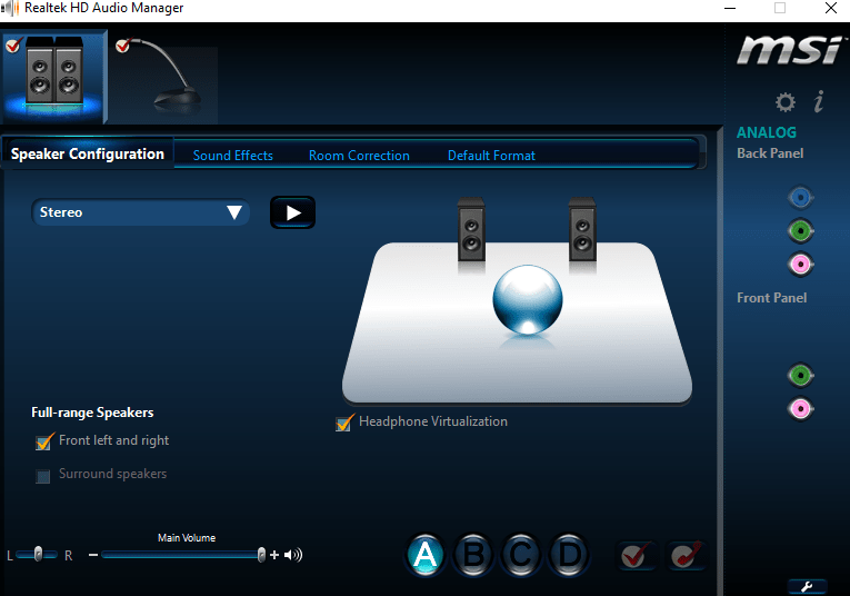 Realtek HD audio manager