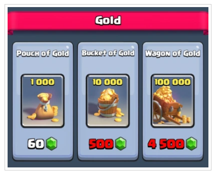 Buy Gold using gams in Clash royale