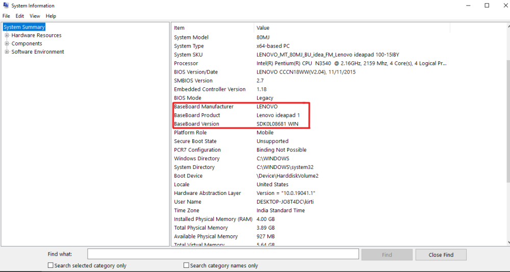 System Summary