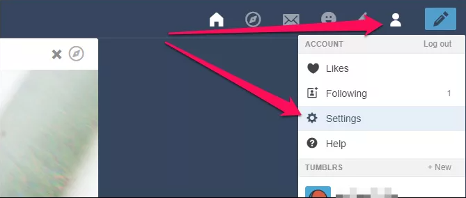 Account Settings on Tumblr Website