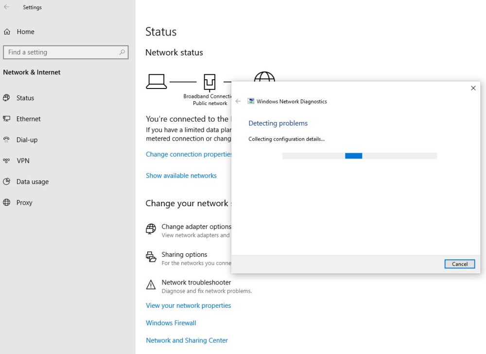 step by step process- network diagnosis