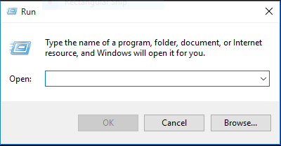 run dialog box