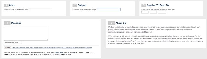 send anonymous text messages
