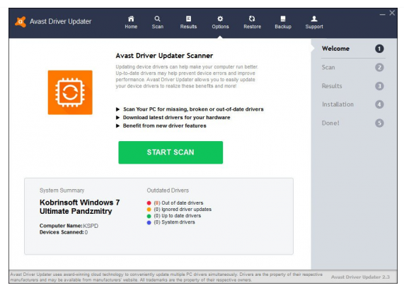 Avast Driver Updater scanner