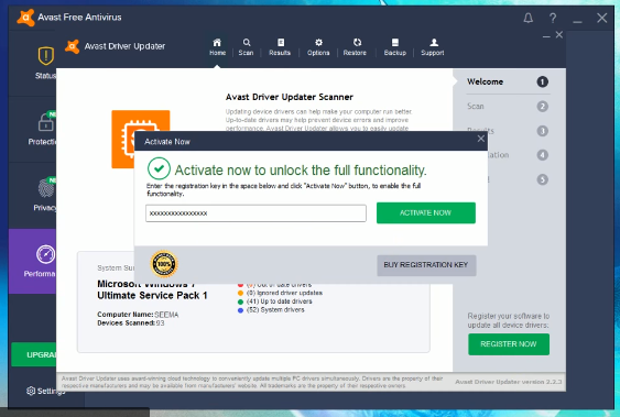 Activation key for Avast