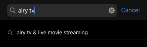 Searching for Airy TV on FireStick