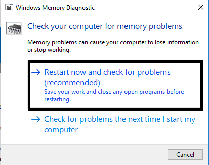 Windows memory diagonstic