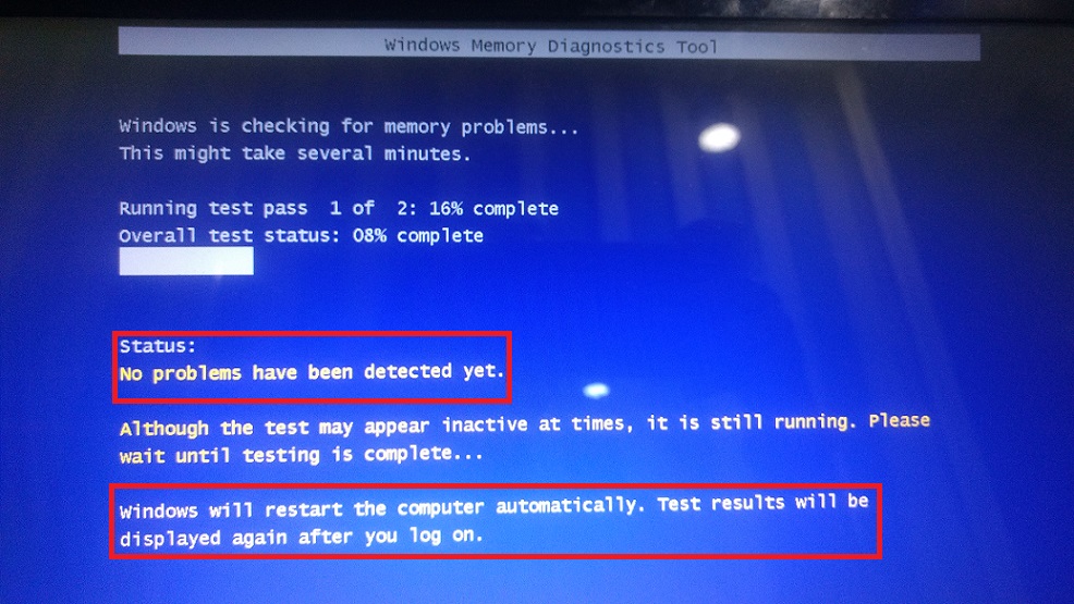 Windows memory diagnostic tool