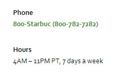 starbuck contact detail