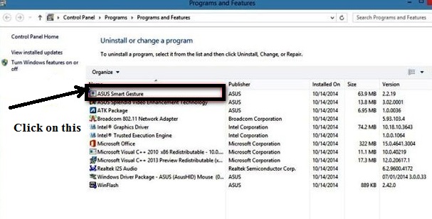 uninstall asus smart gesture touchpad