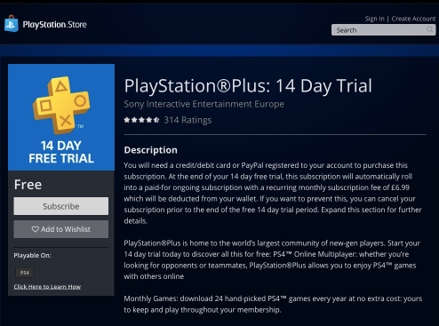 Playstation Plus Trial