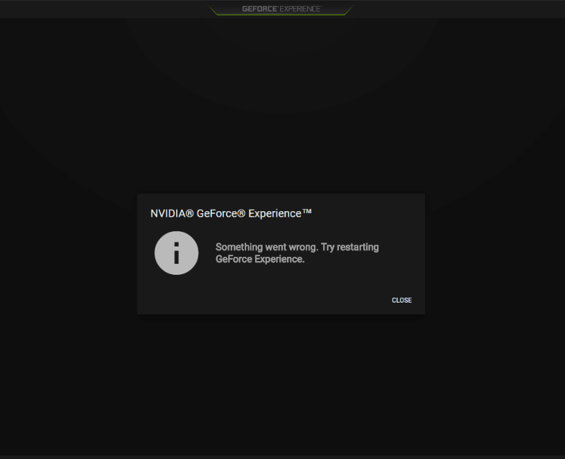 Error Screen GeForce Experience Error Code 0x0003