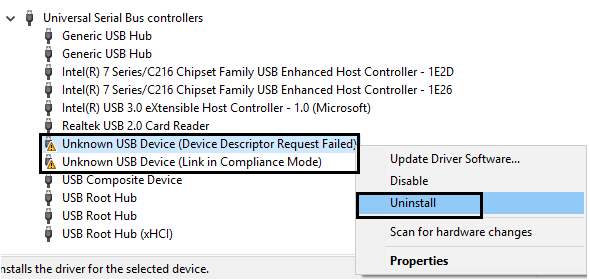 usb device descriptor request failed