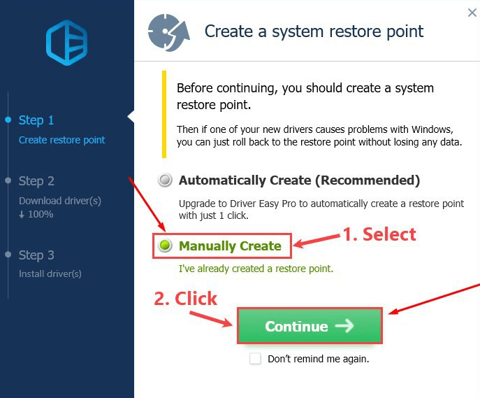 Select Manually create