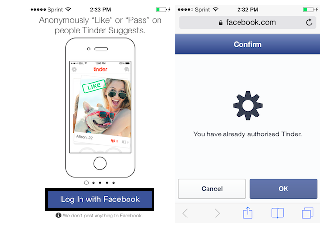 Tinder login with facebook