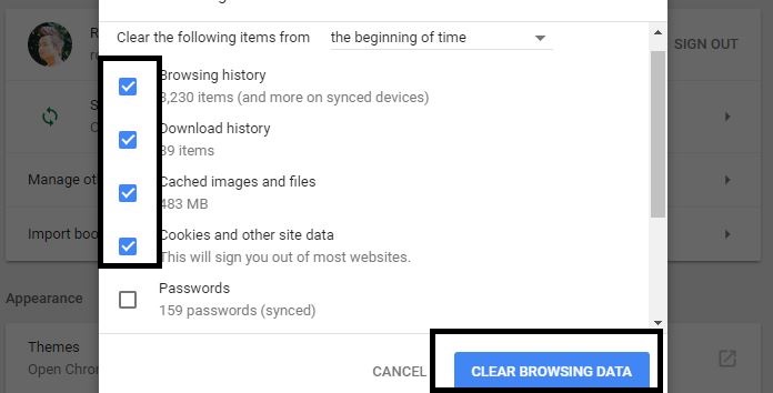 Clear Browsing Data