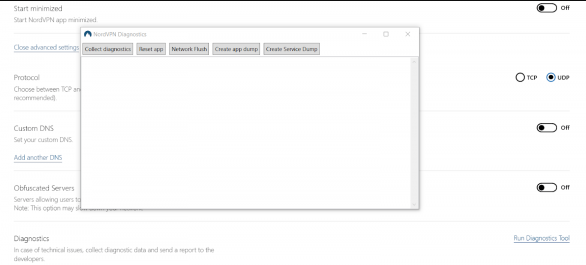 Run Diagnostic Tool NordVPN