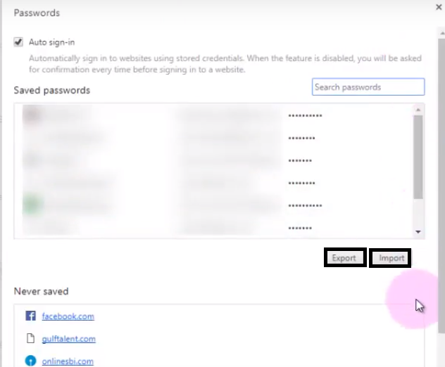 save chrome passwords